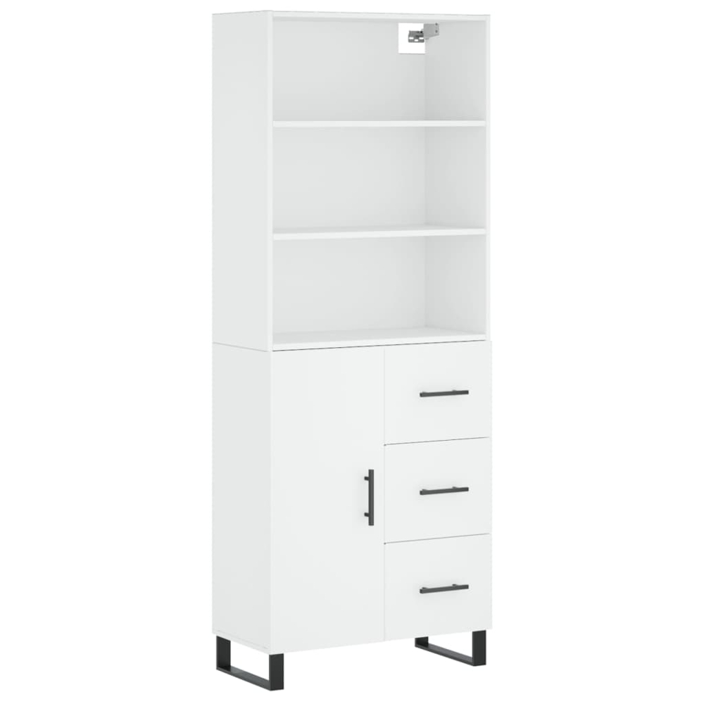 vidaXL Single Door 3 Drawer 3 Shelf White Highboard Image 2