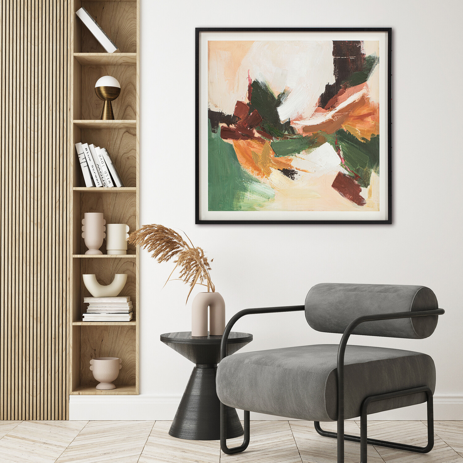 Organic Hand Finished Framed Canvas Neutral Image 3