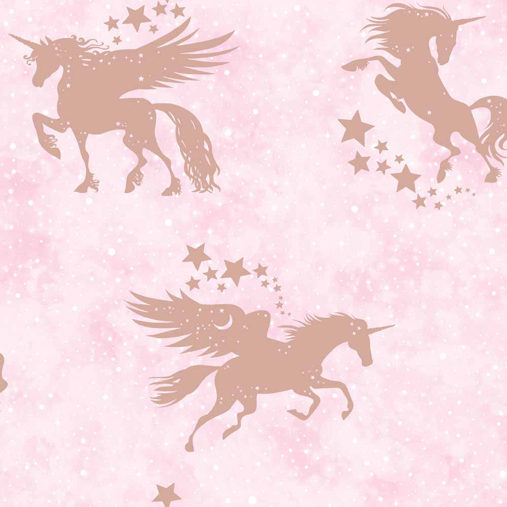 Iridescent Unicorns Pink and Rose Gold Wallpaper Image 1