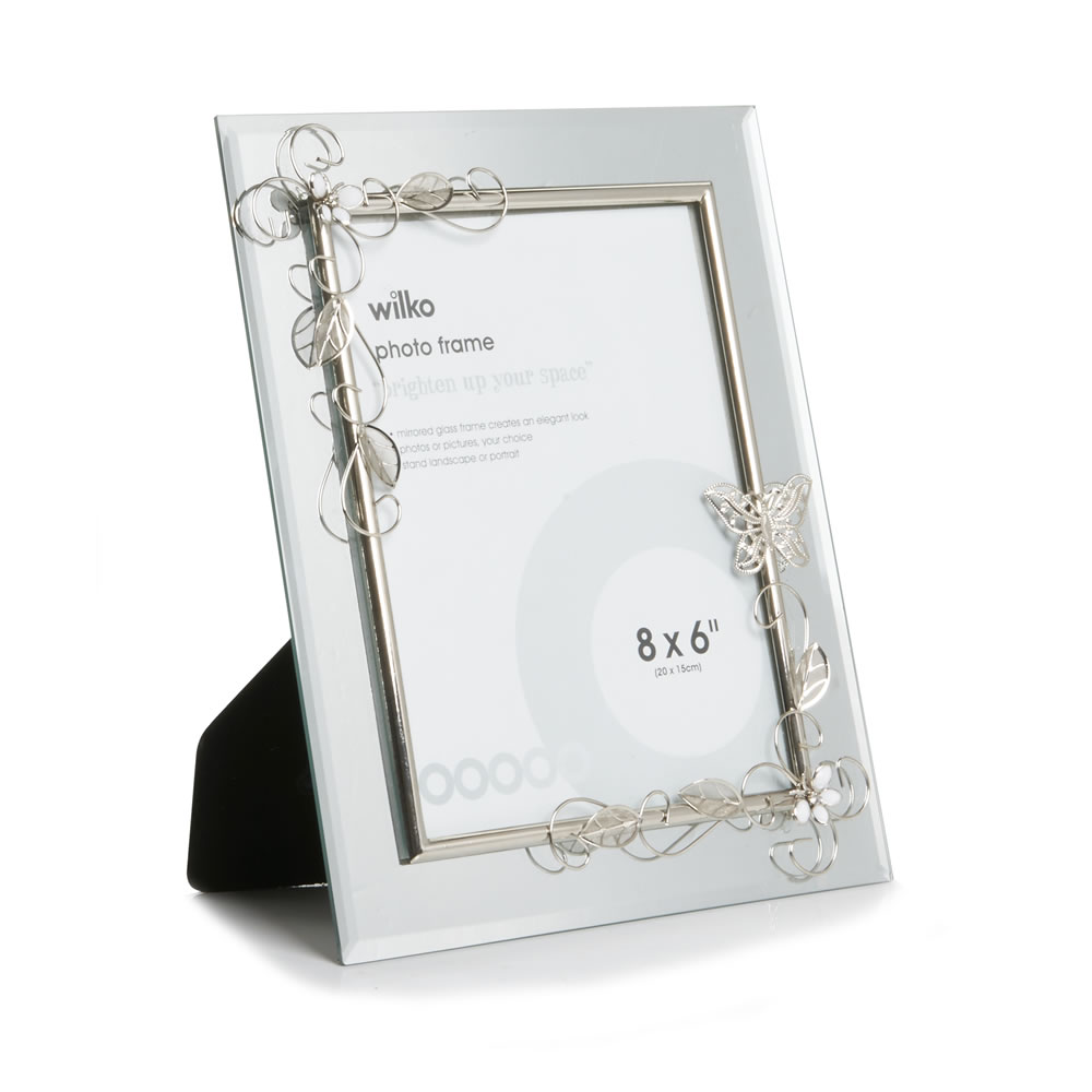 Wilko Silver Butterfly Detail Photo Frame 8 x 6 Inch Wilko