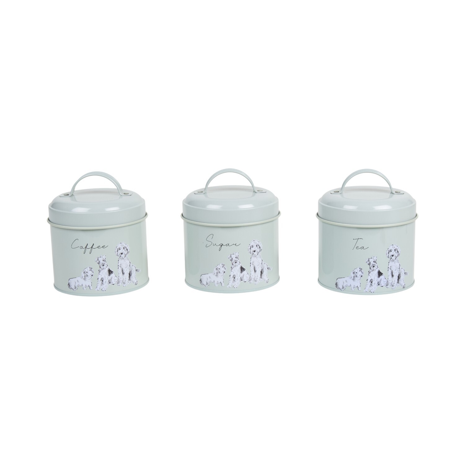 Set of 3 Waggy Tails Metal Canisters Sage Green Image 3