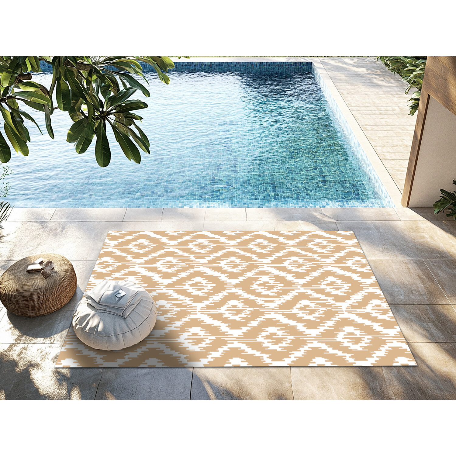 Diamond Haze Outdoor Rug - Beige Image 2
