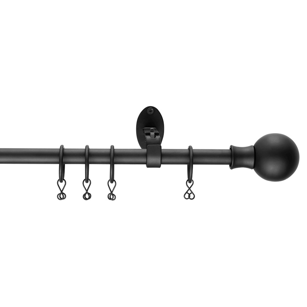Homemaker 110-300cm Extendable Black Curtain Ball Pole Image 1