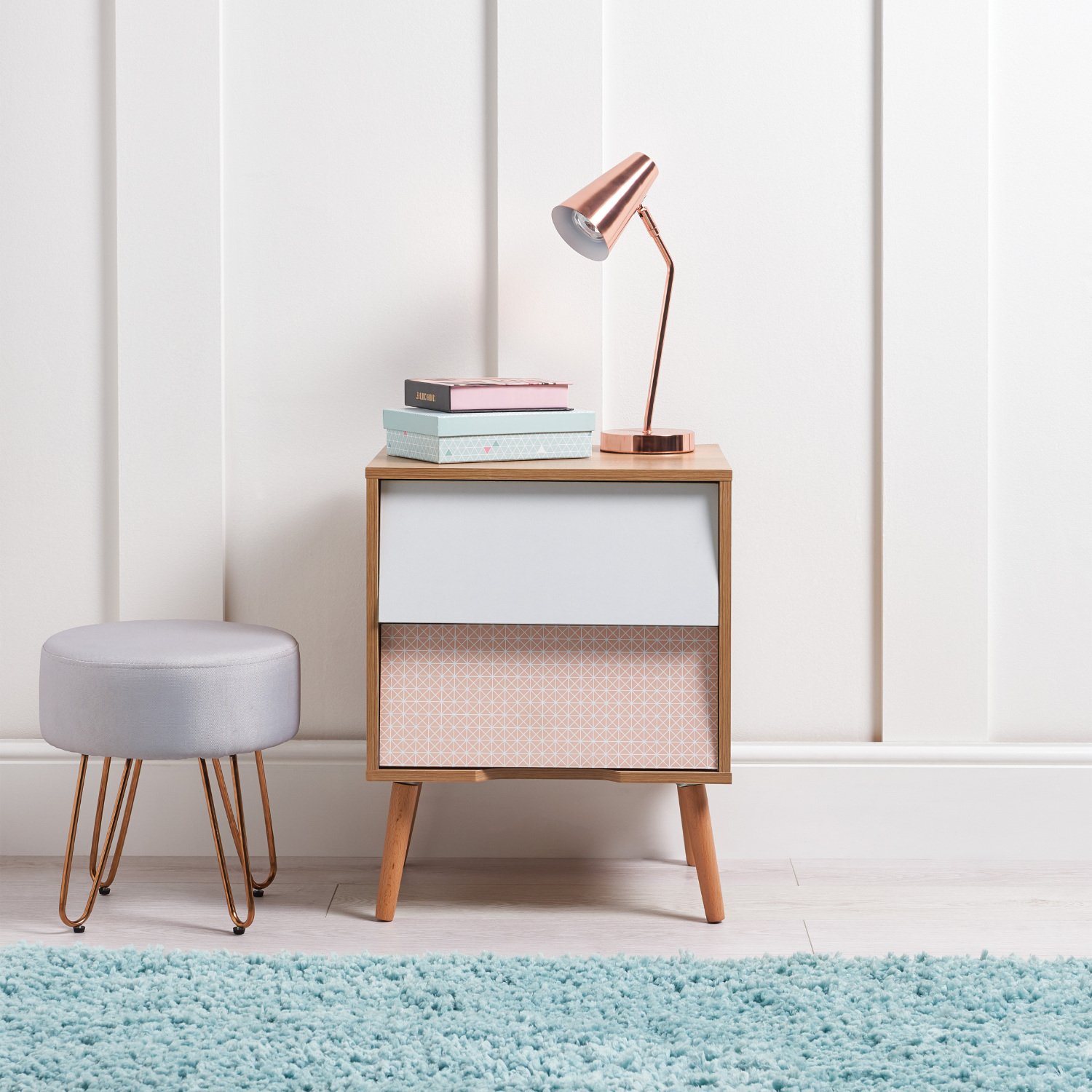 Erin Two Drawer Bedside Table - Blush Image 1
