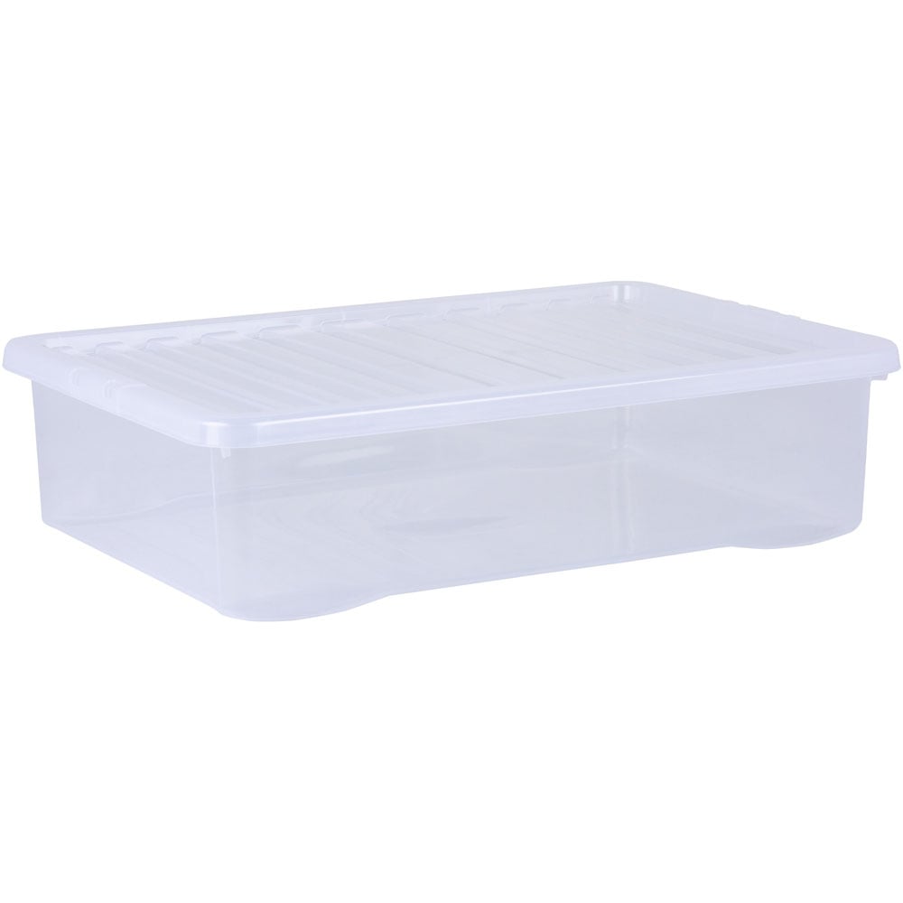 Wham 46L Clear Underbed Crystal Storage Box with Lid 4 Pack Image 3