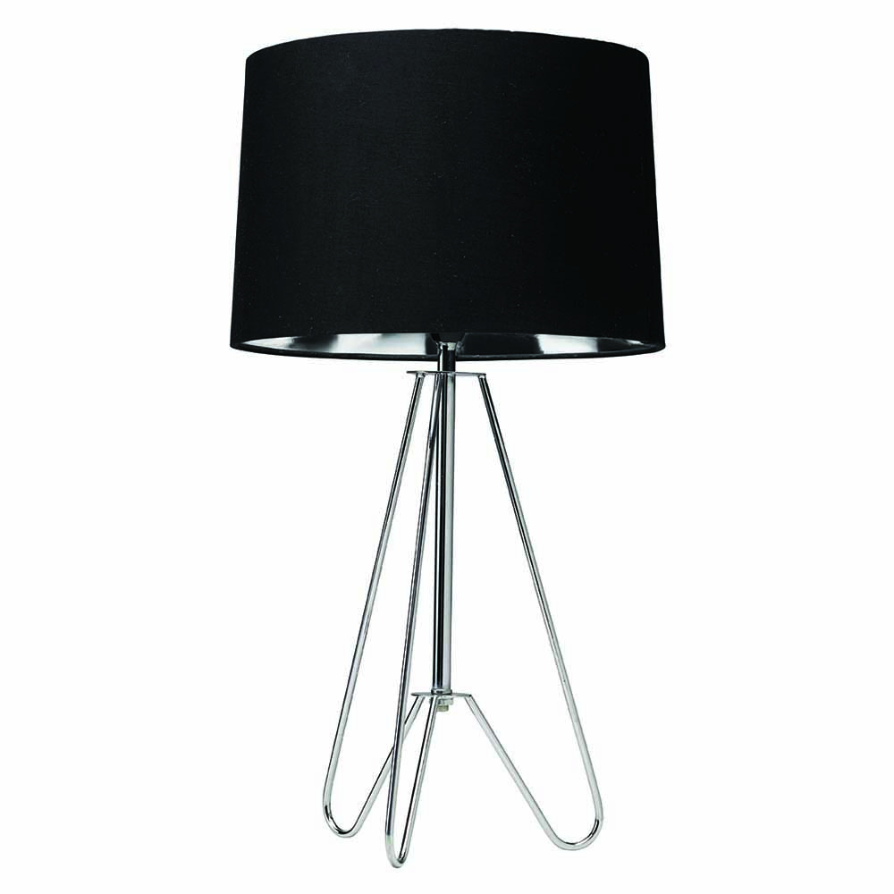 The Lighting and Interiors Chrome and Black Ziggy Tripod Table Lamp Image 1
