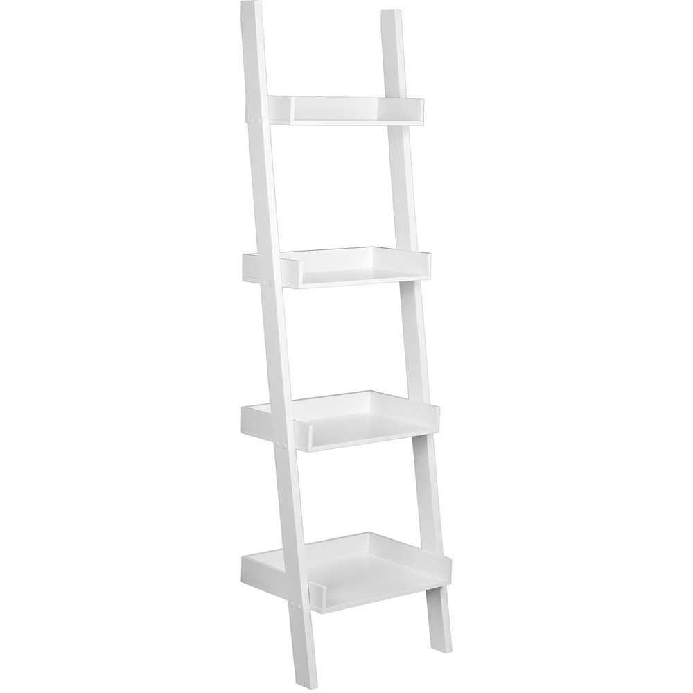 4 Shelf White Ladder Bookcase Shelf Image 3
