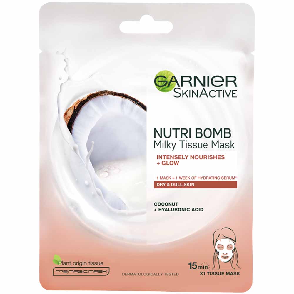 Garnier NutriBomb Milky Coconut and Hyaluronic Acid Tissue Mask Image 1