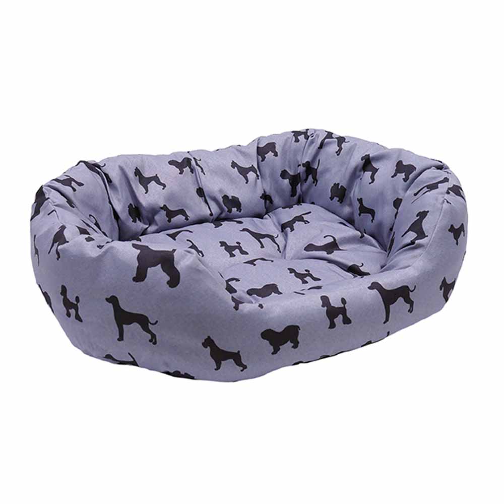 Rosewood Dogs Print Grey Oval Pet Bed 52cm Image 1