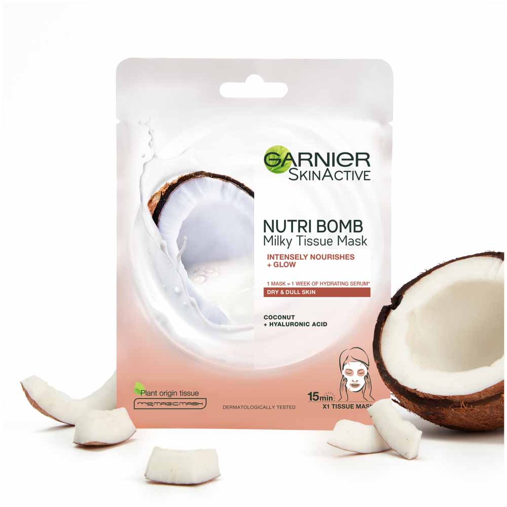 Garnier NutriBomb Milky Coconut and Hyaluronic Acid Tissue Mask Image 3