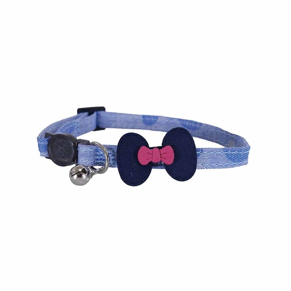 Rosewood Designer Denim Navy Bow Cat Collar Image