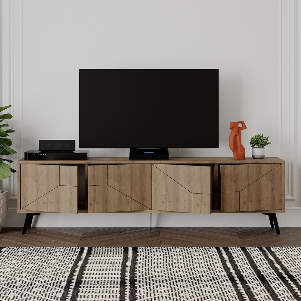 Decortie Dune Dark Oak Effect TV Stand with 4 Doors Image 4