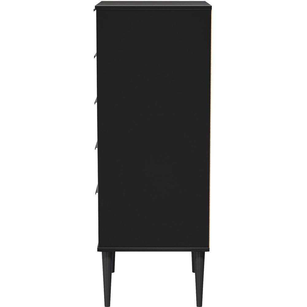Crowndale Hong Kong 5 Drawer Matt Black Tall Bedside Cabinet Ready Assembled Image 3