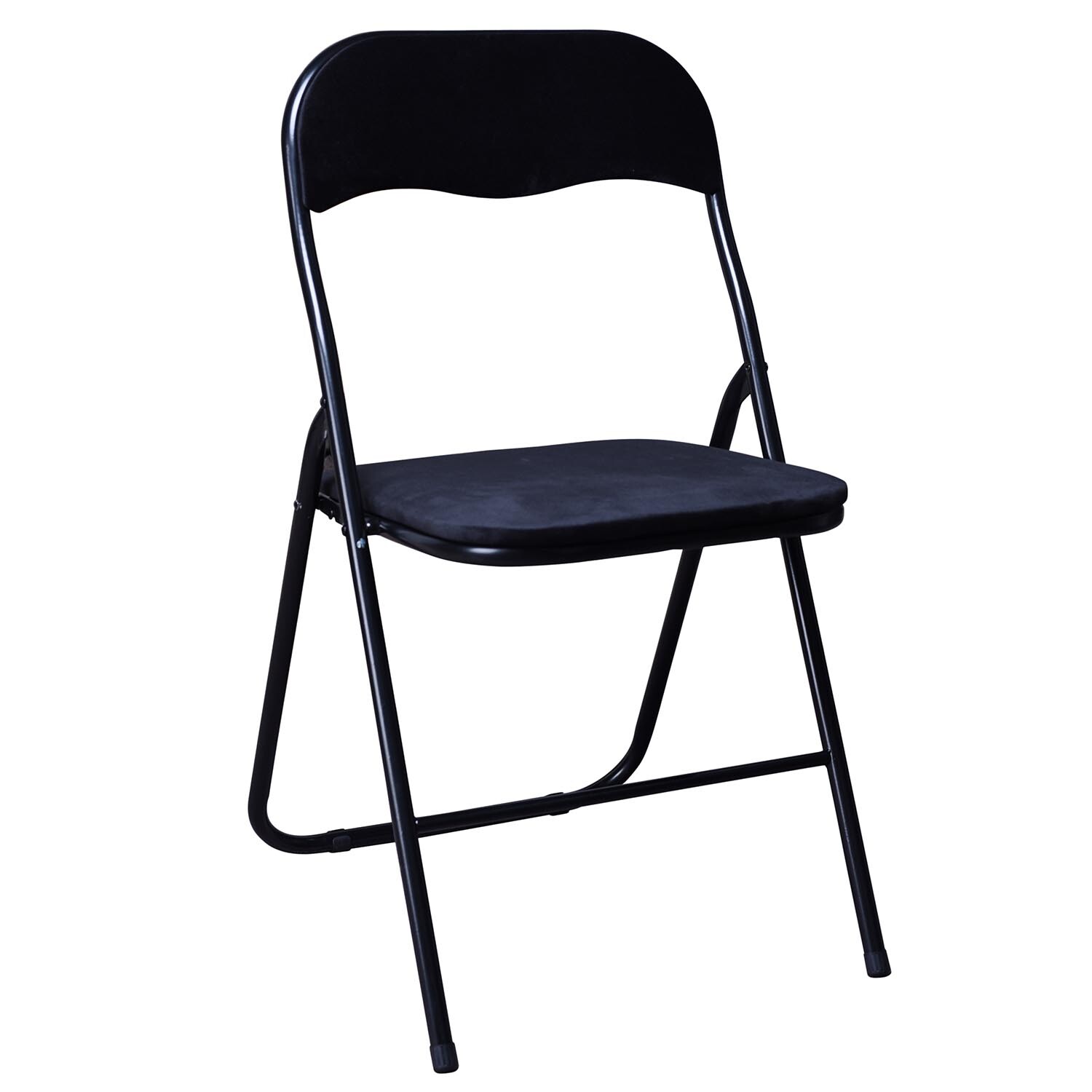 Black Velvet Touch Steel Folding Chair Image 2