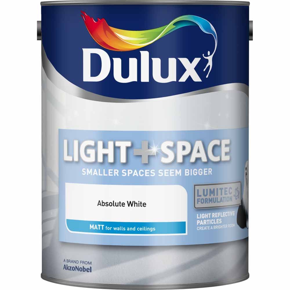 Dulux Light + Space Absolute White Matt Emulsion Paint 5L Image 2
