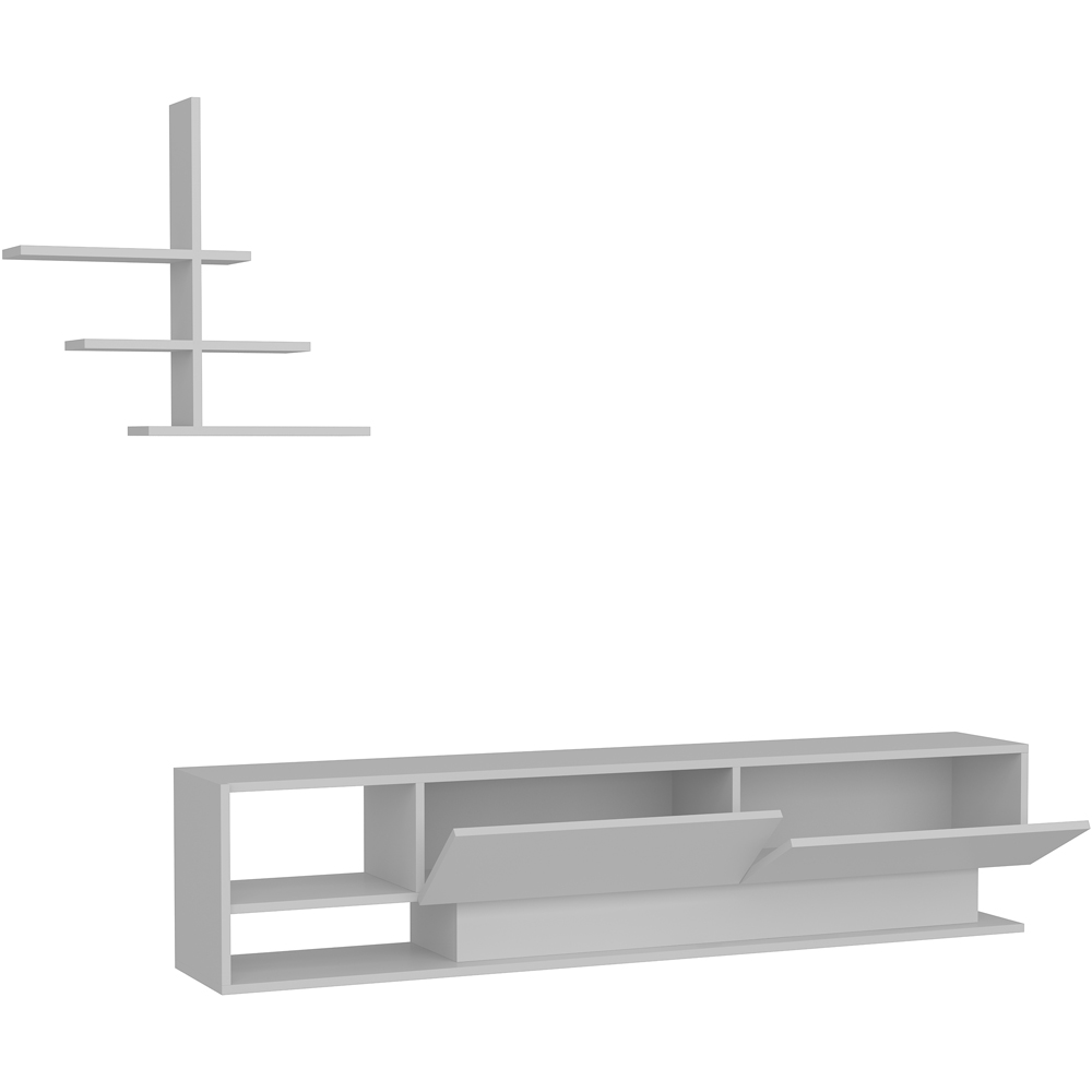 Decorotika Liza 2 Door 2 Shelf White TV Unit with Wall Shelf Image 5