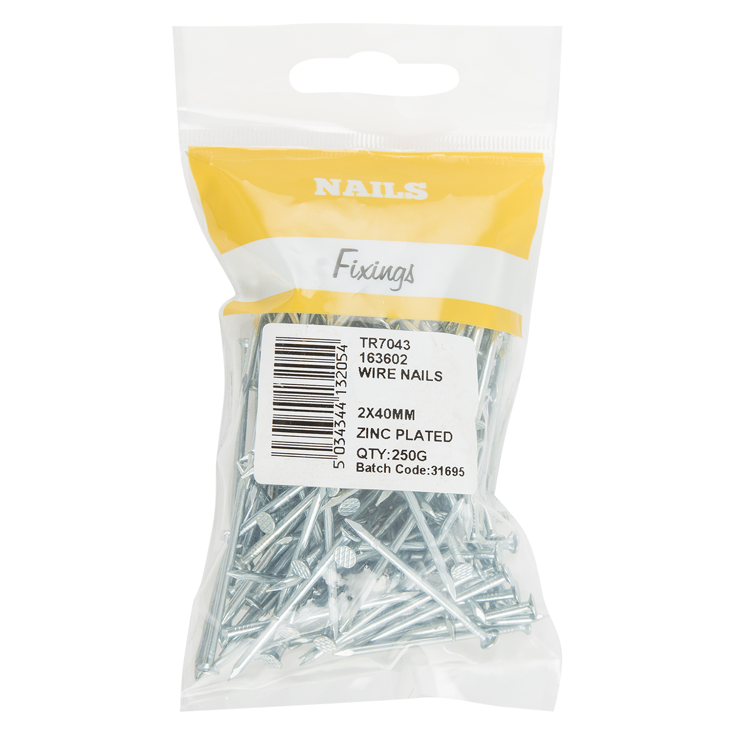 Hiatt 2 x 40mm Zinc Plated Wire Nails 250g Image