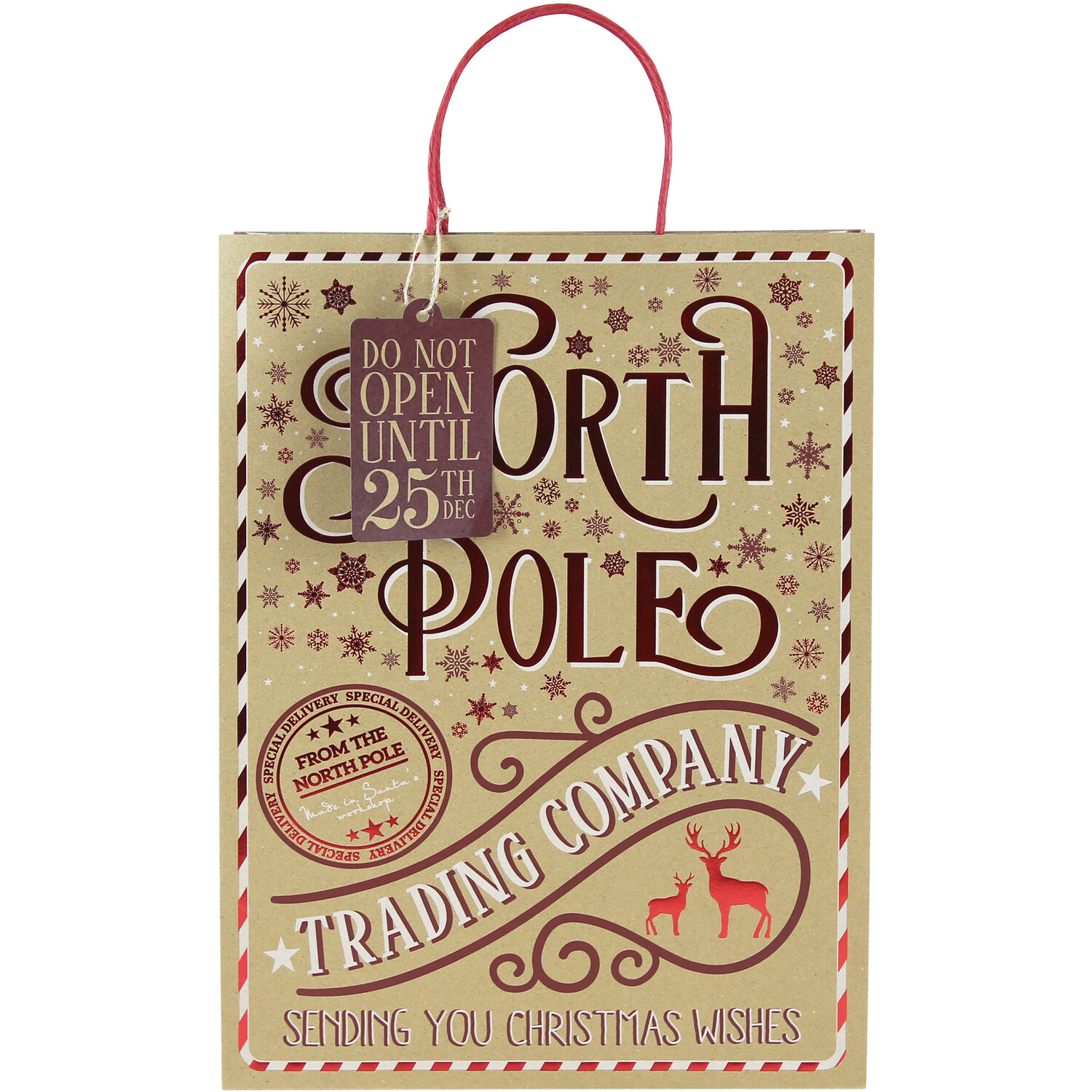 North Pole Kraft Gift Bag  - Brown Image 2