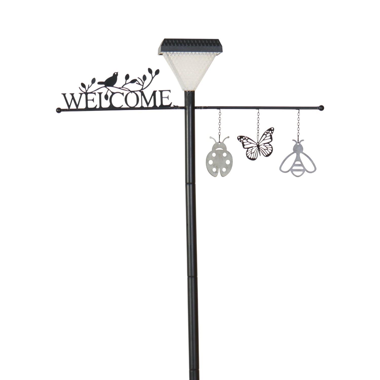 Solar Welcome Lamp Post Light Black Image 3