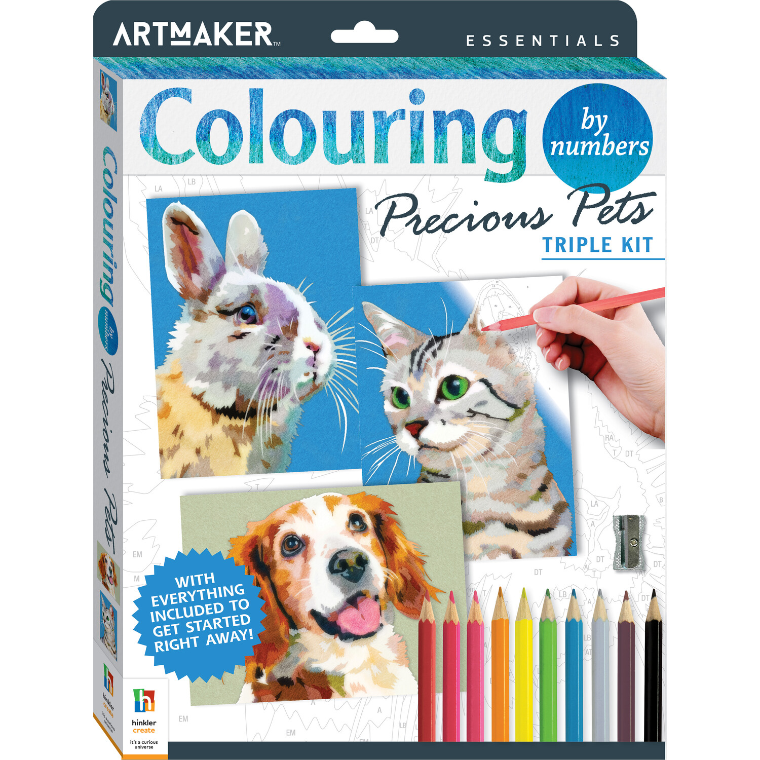 Colouring by Numbers Triple Kit - Precious Pets Image