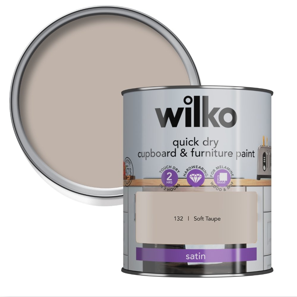 Wilko Quick Dry Soft Taupe Furniture Paint 750ml Image 1
