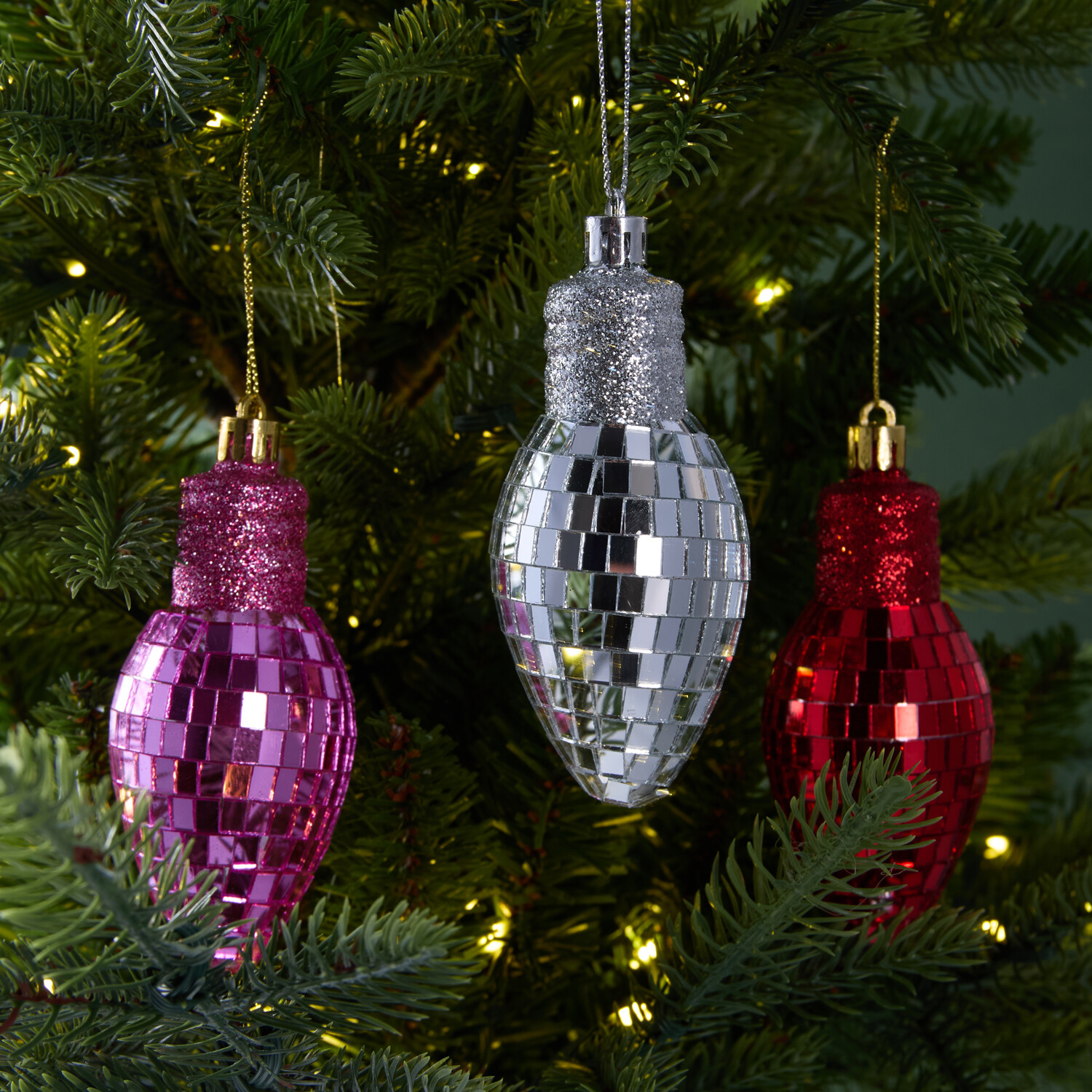 Pack of 3 Disco Light Bulb Baubles Image 2