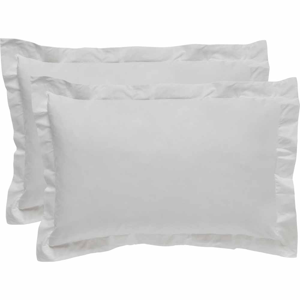 Wilko White 100% Cotton Oxford Pillowcases 2 pack Image 1