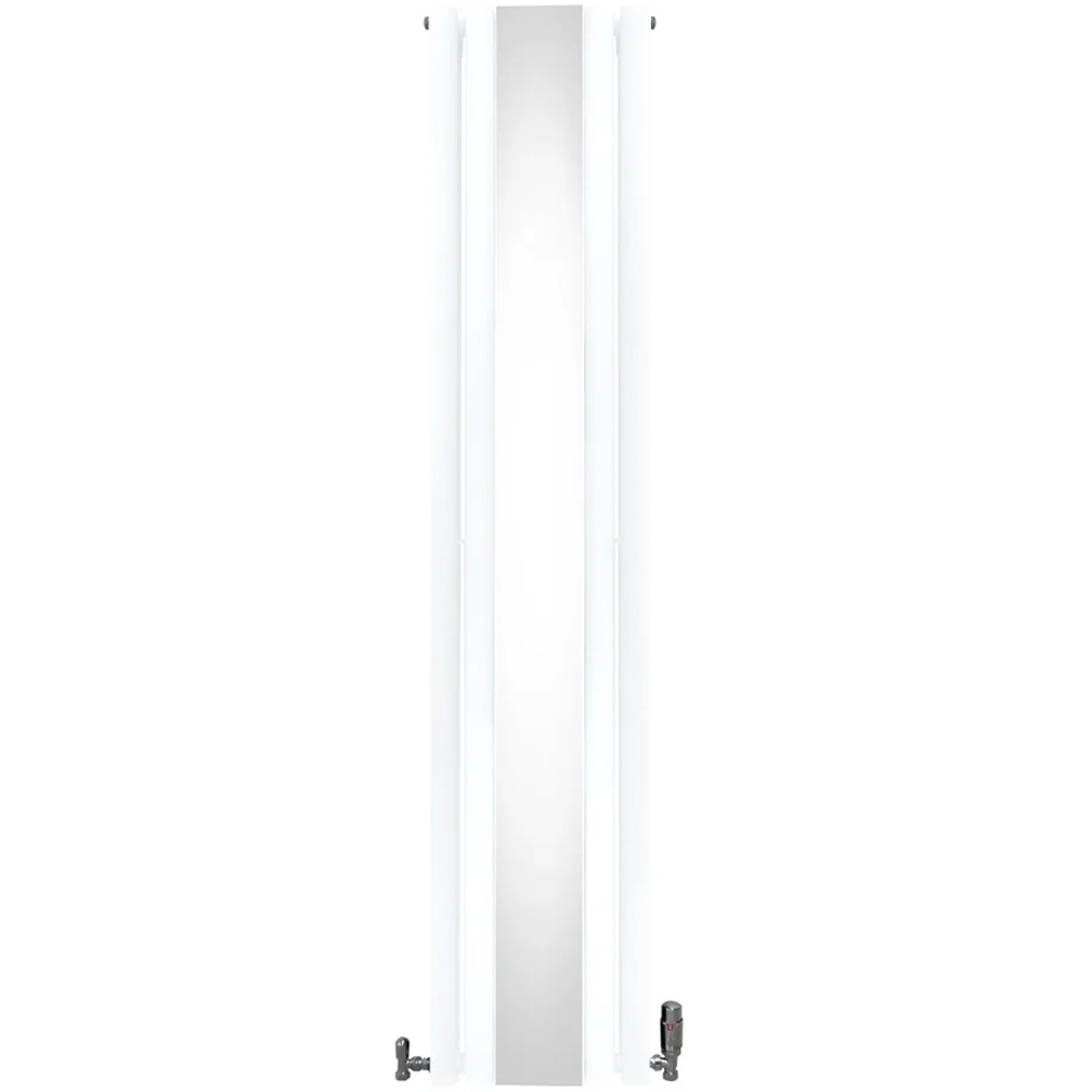 Monster Shop 3340 BTU White Oval Mirror Radiator and Valves 1800 x 380mm Image 1