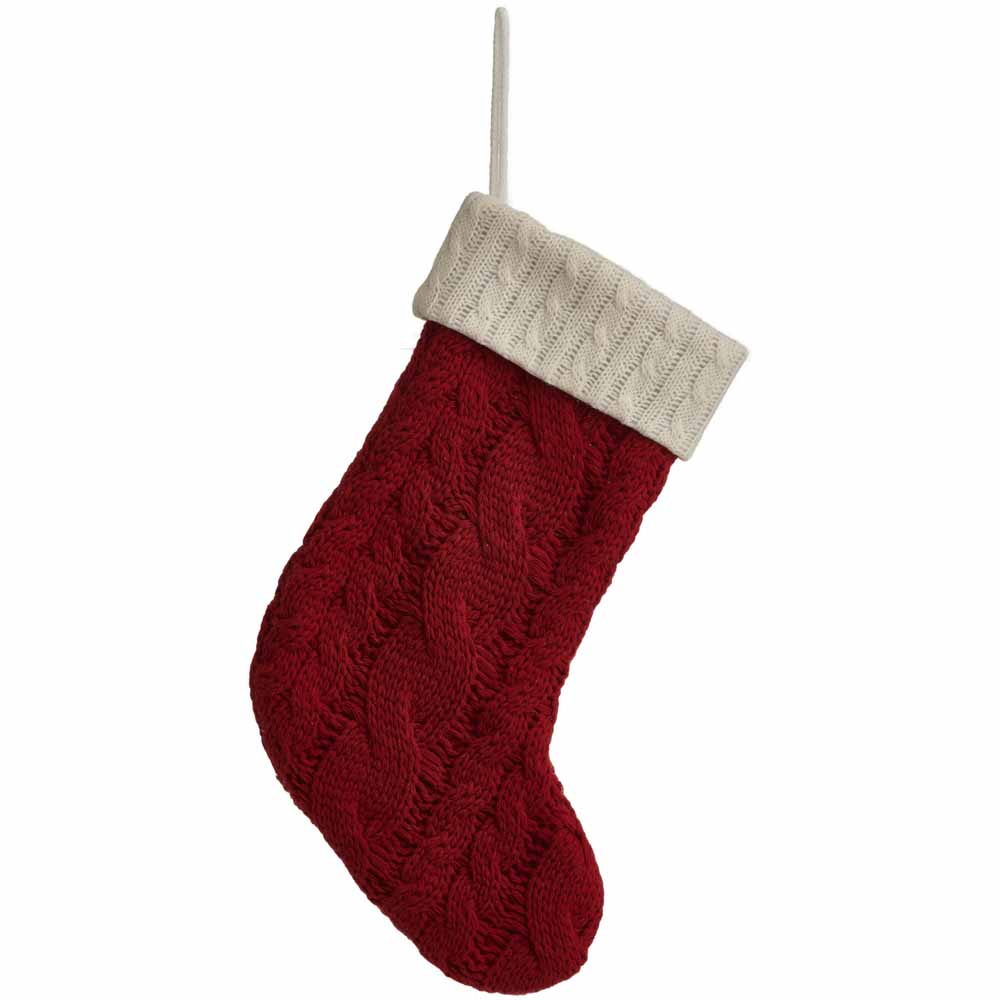 Wilko Traditional Christmas Knitted Stocking Image 1
