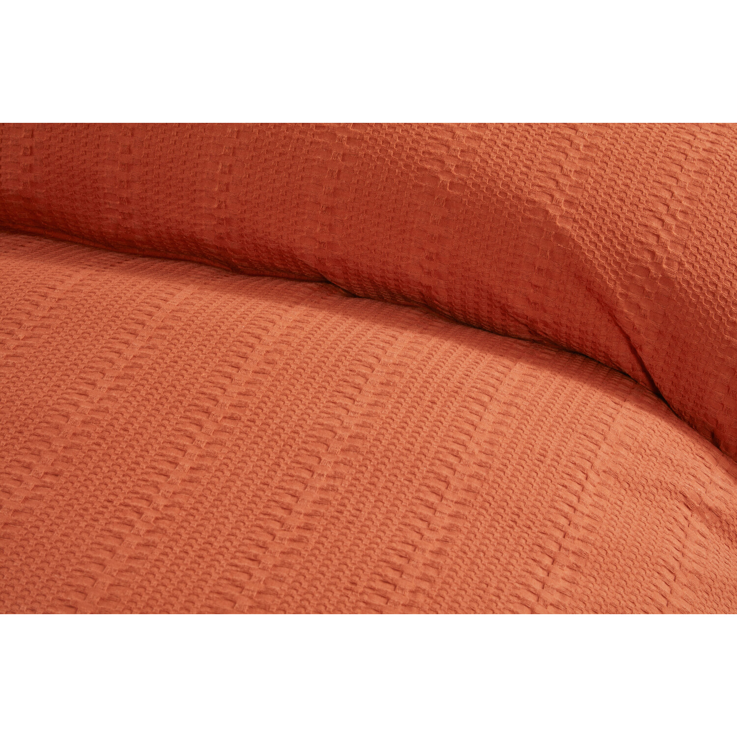 Divante Merida Super King Rust Waffle Stripe Duvet Set Image 4