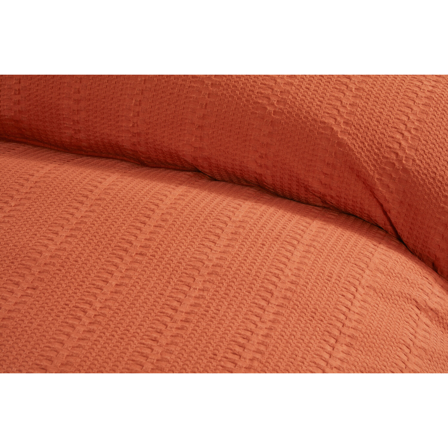Merida Waffle Stripe Duvet Cover and Pillowcase Set - Rust / Double Image 4