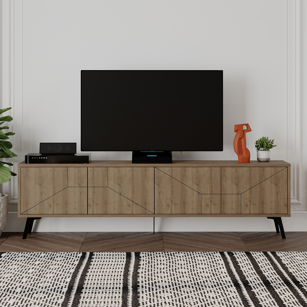 Decortie Dune Dark Oak Effect TV Stand with 4 Doors Image 3