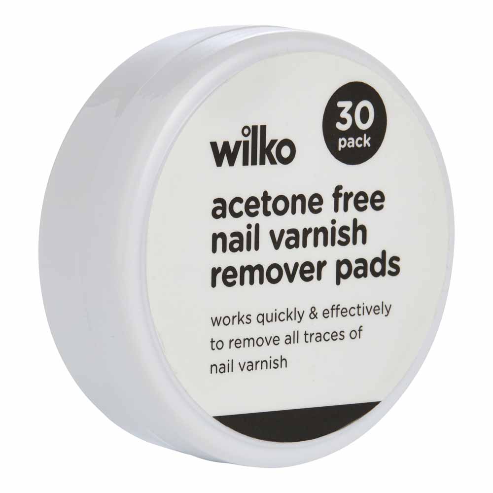 Wilko Acetone Free Nail Varnish Remover Pads 30 pack | Wilko