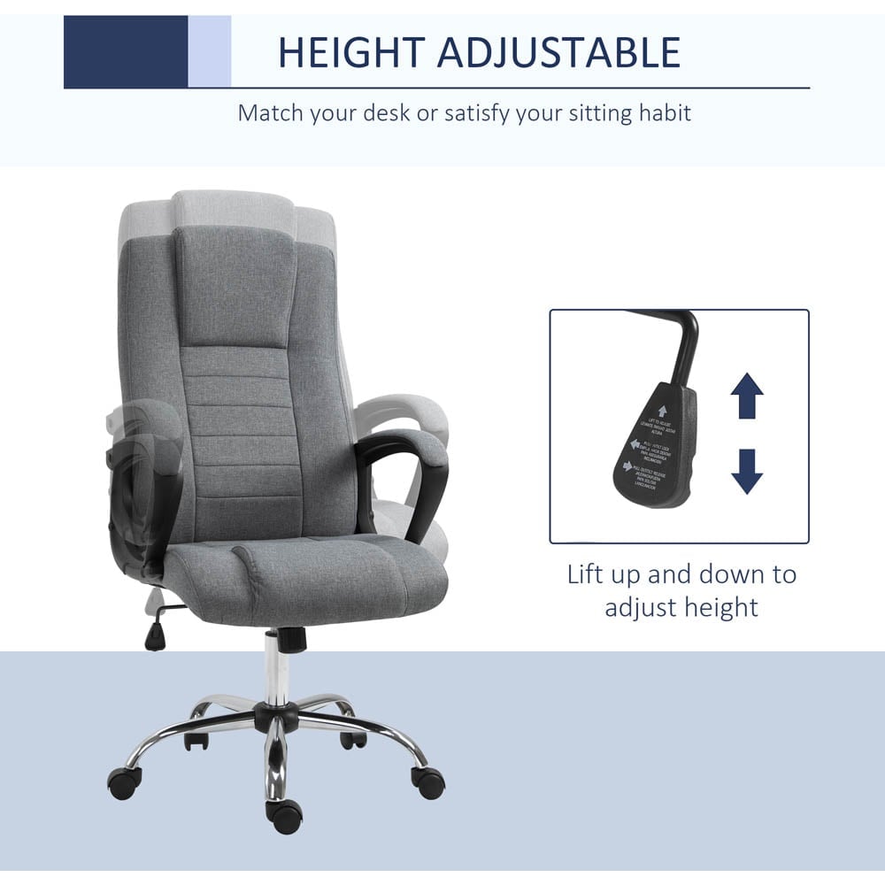 Portland Grey Linen Swivel Office Chair Image 4