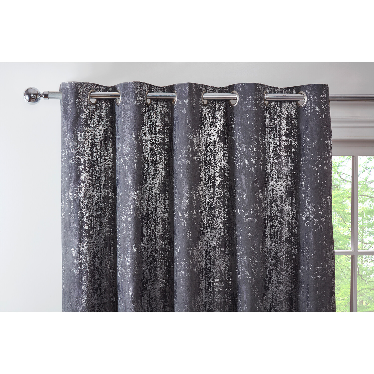 Divante Agadir Charcoal Jacquard Eyelet Curtains 168 x 187cm Image 3