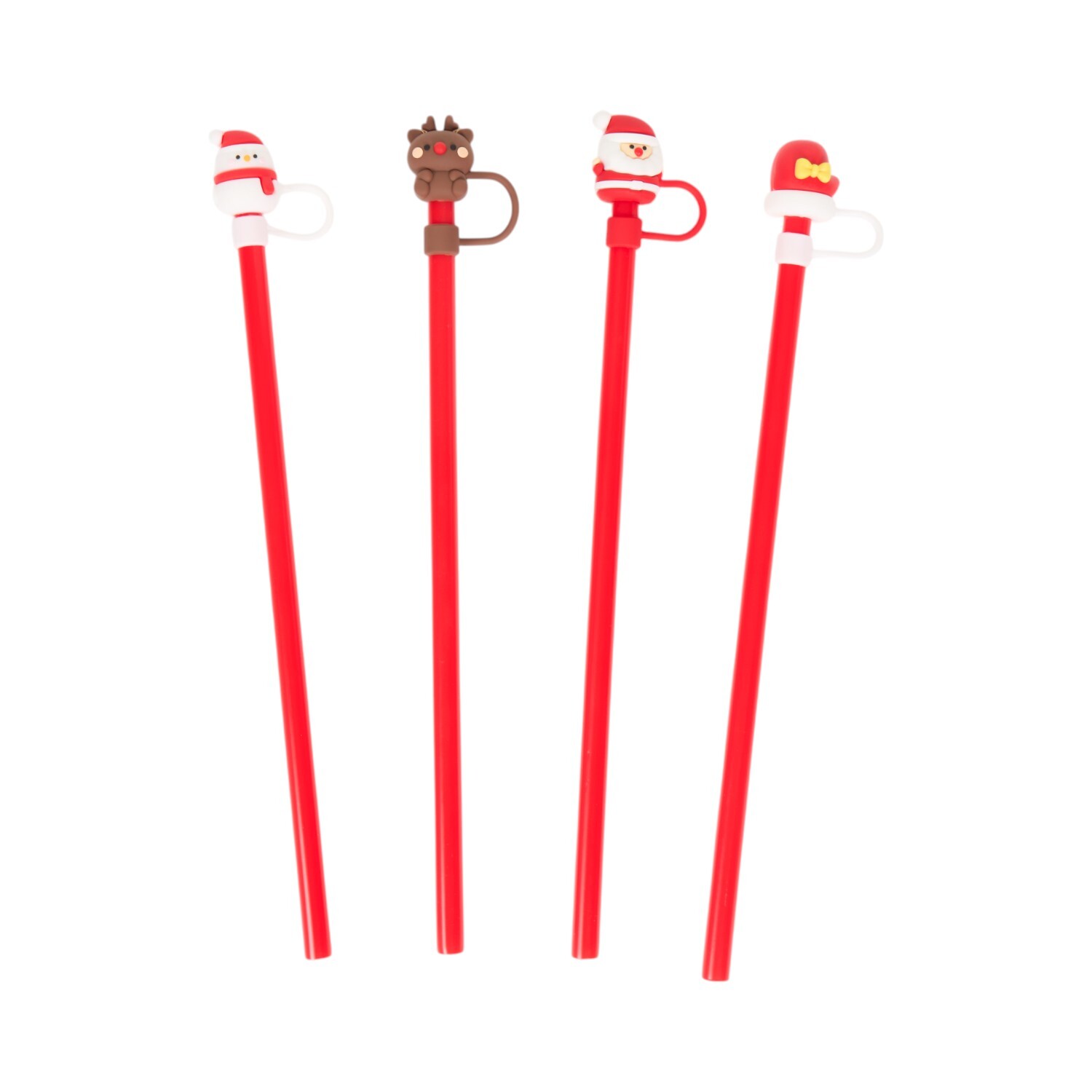 Christmas Straw and Toppers Set Red Image 1