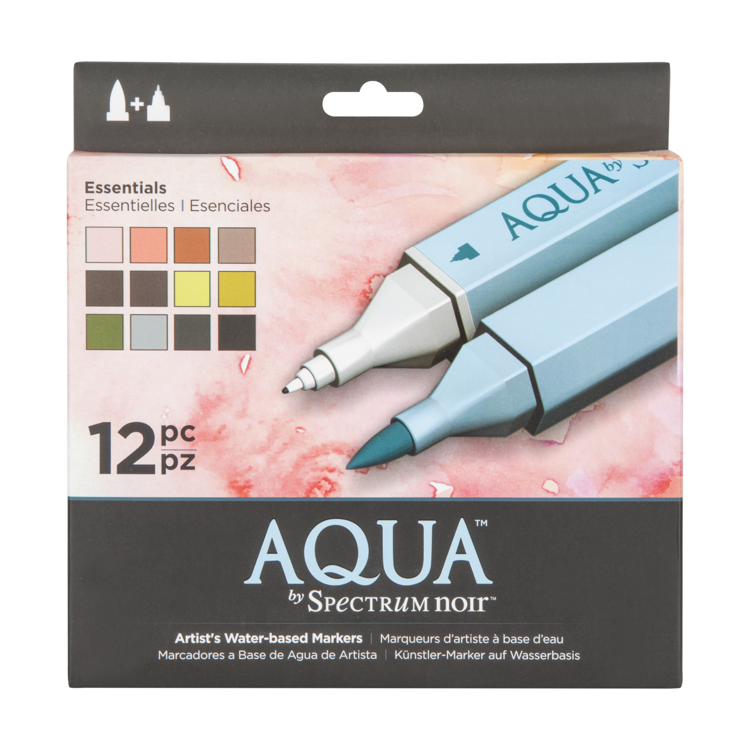 Pack of 12 Aqua Spectrum Noir Water-Based Markers - Essential Image