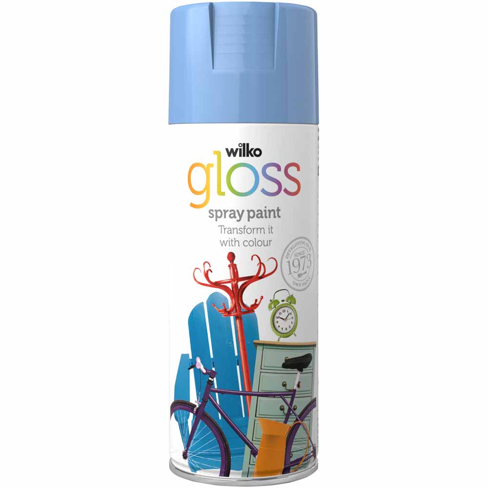 Wilko Moody Blue Gloss Spray Paint 400ml Image