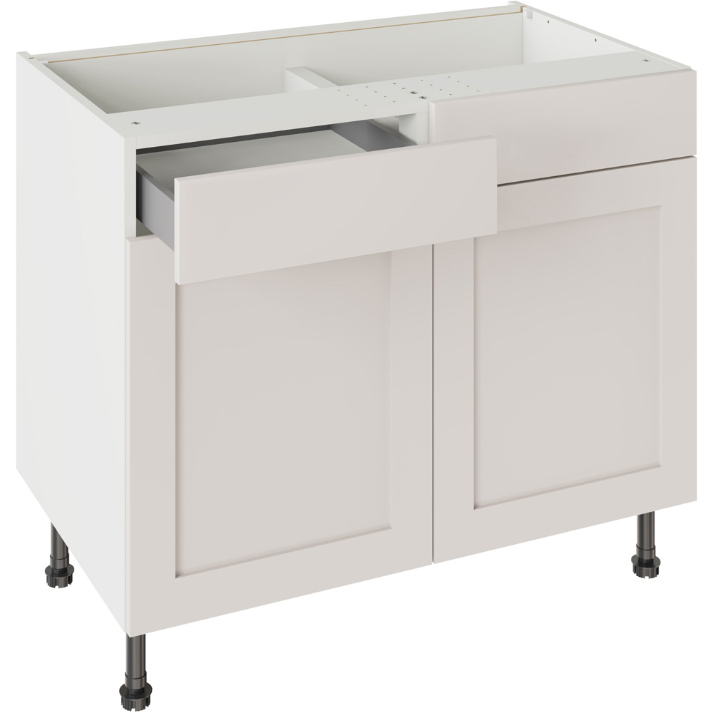 Kitchen Kit Shaker Matt Light Grey Drawerline Base Cabinet 1000mm Image 1
