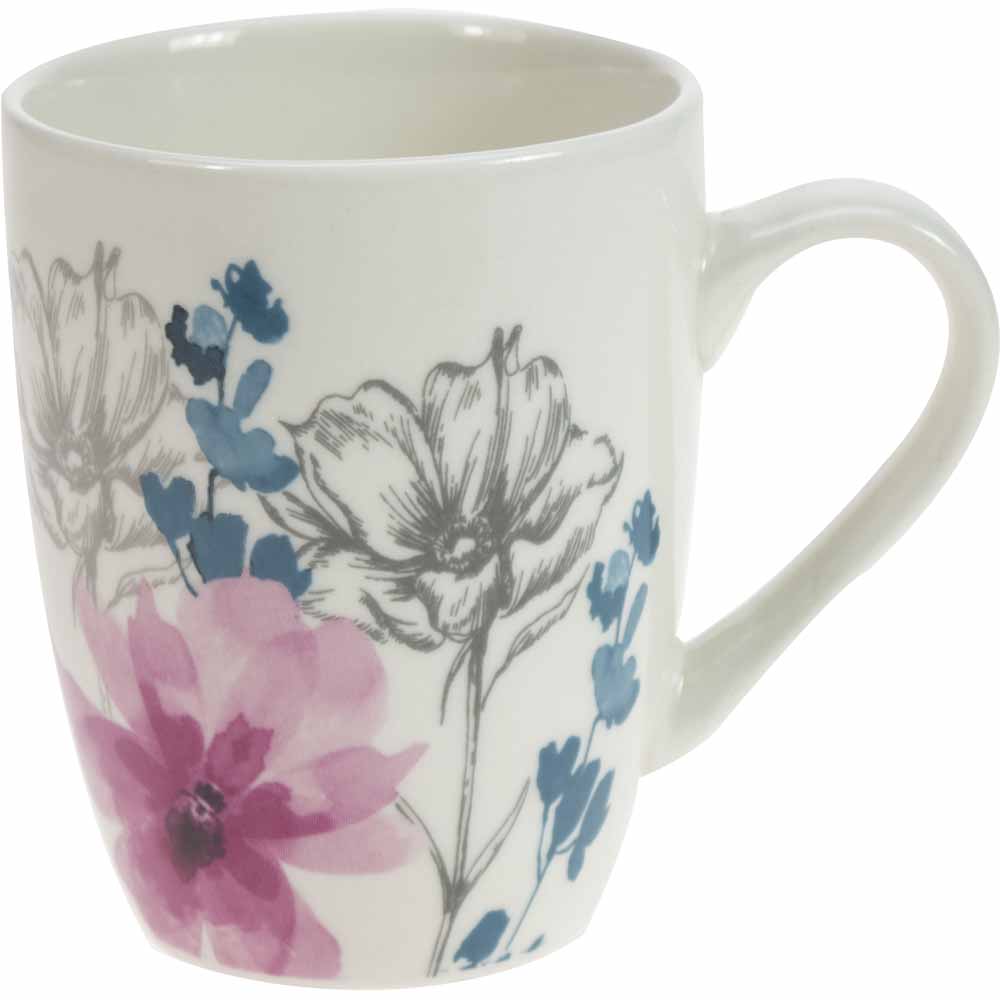 Wilko Sketched Floral Mug Porcelain