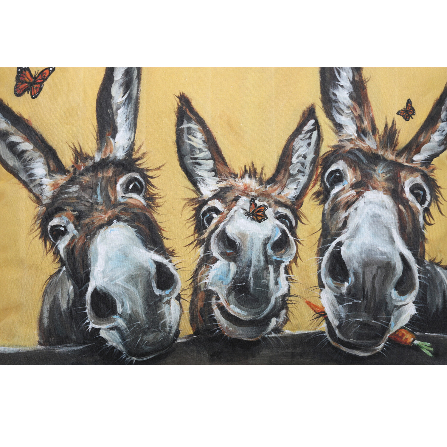 Louise Brown Yellow Donkey Friends Cushion 40 x 50cm Image 2