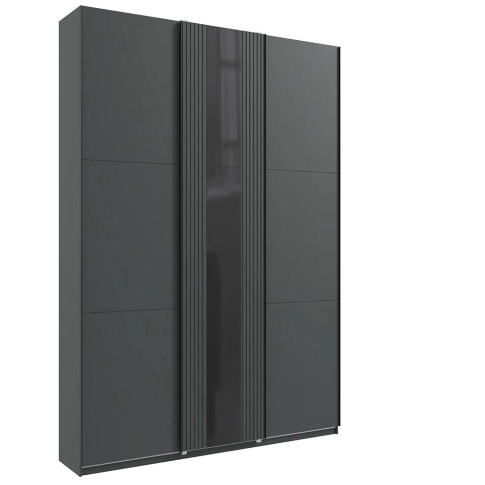 TJ'S Atlanta 3-Section Black Sliding Wardrobe Image 2