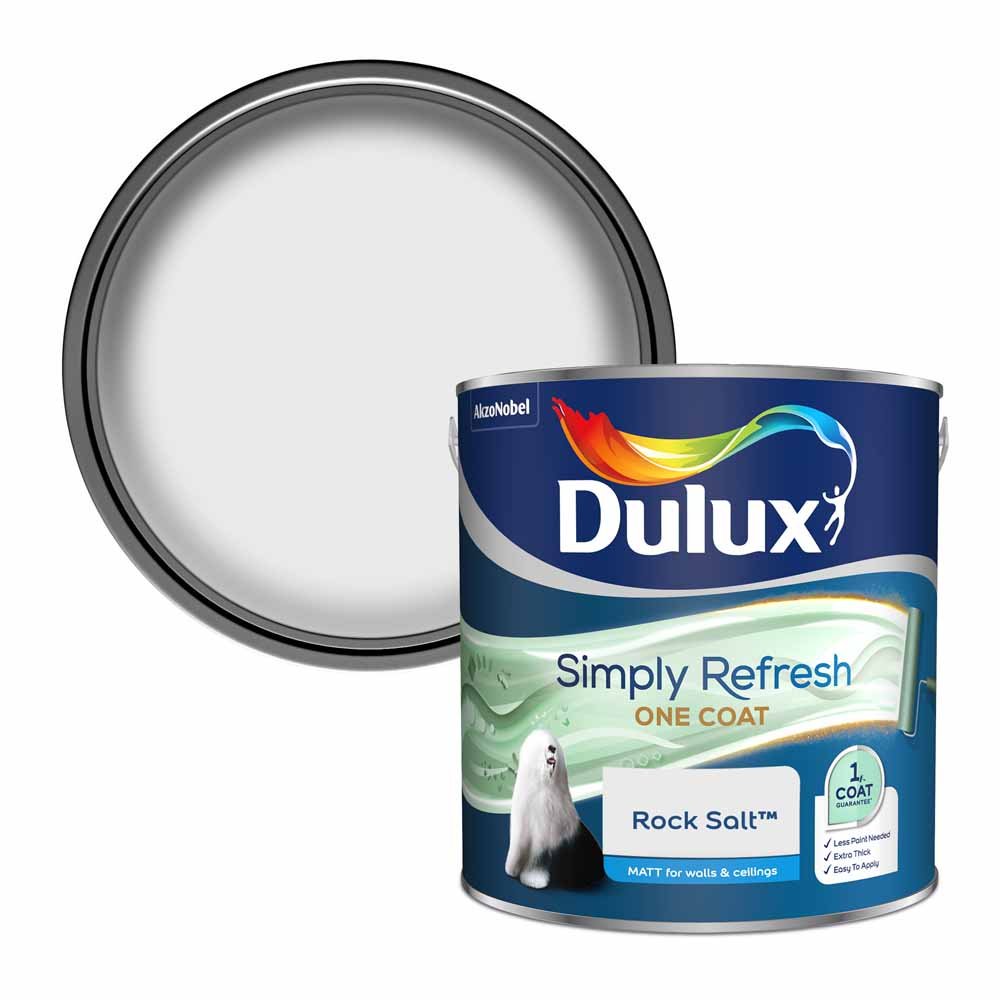 Dulux Simply Refresh One Coat Rock Salt Matt Emulsion Paint 2.5L Image 1