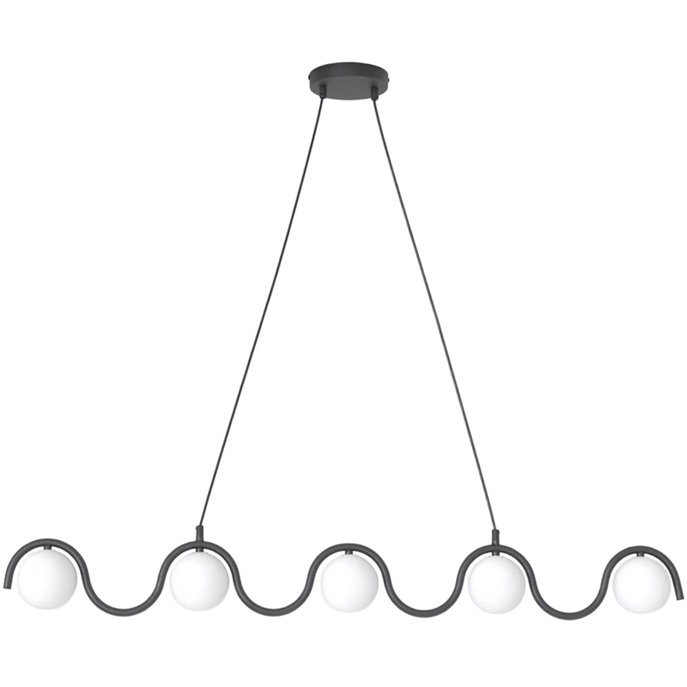 Emibig Sinus 5 Light White Shade Black Pendant Lamp Image 1