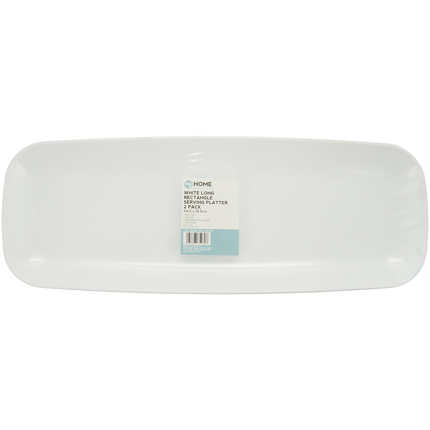 Pack of 2 Long Rectangle Serving Platters - White Image 1