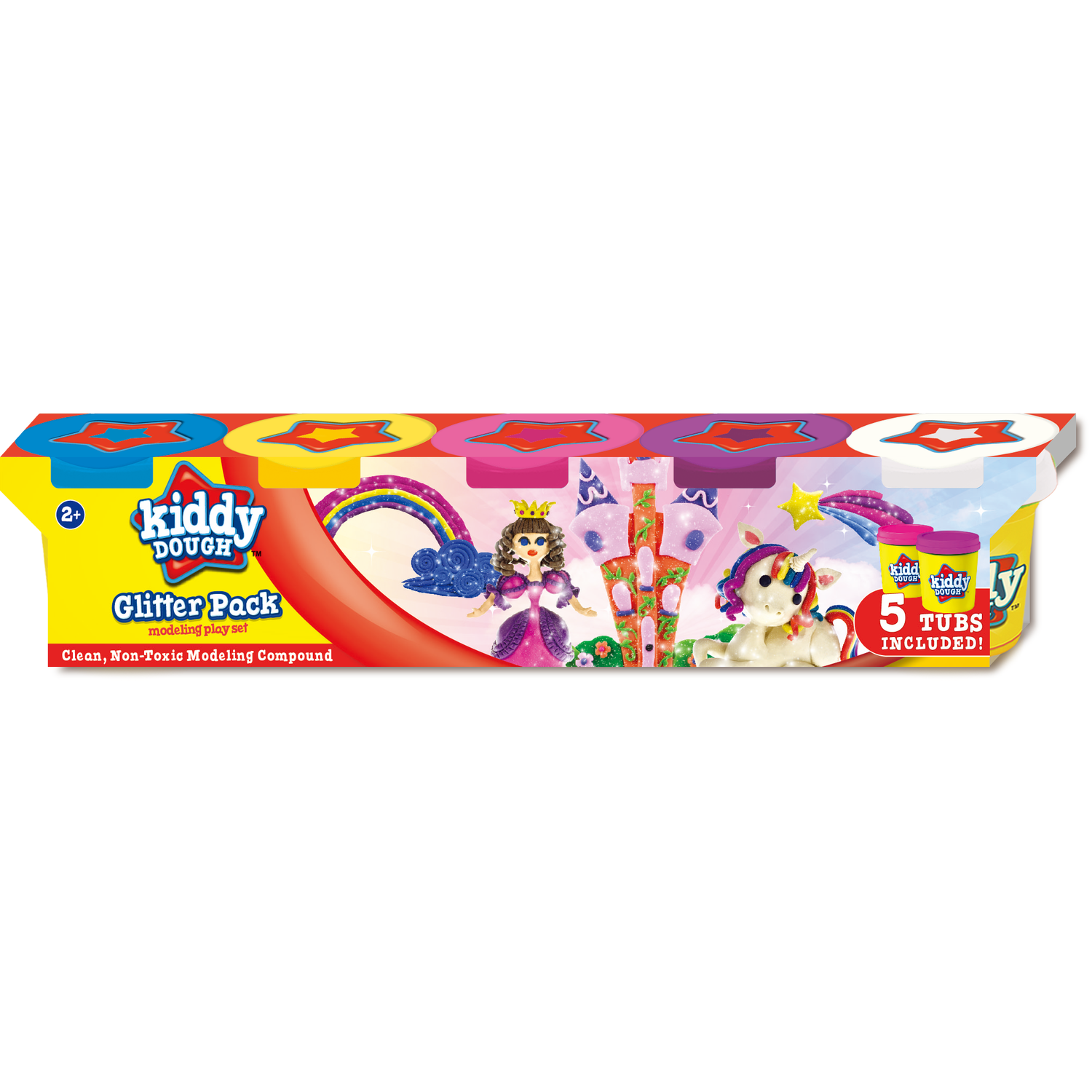 Pack of 5 Kiddy Dough Glitter Tubs Image
