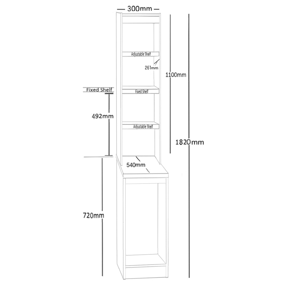 R White Cabinets 4 Shelf Desktop Tower Storage with Hutch White Image 5
