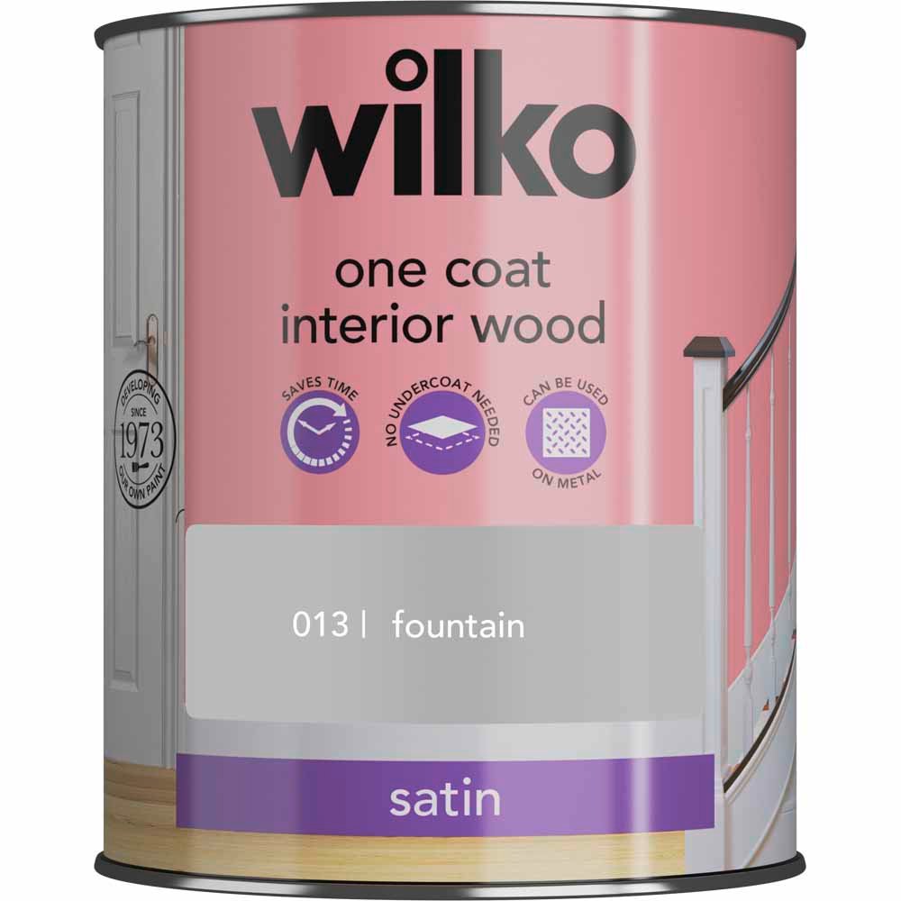 Wilko One Coat Interior Wood Fountain Satin Paint 750ml Image 2
