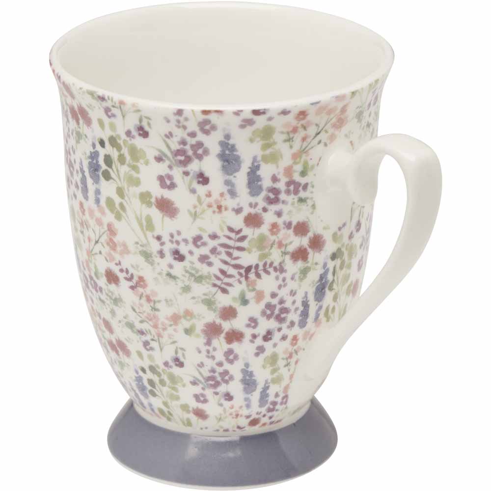 Wilko White Tall Ditsy Floral Print Footed Mug Image 3