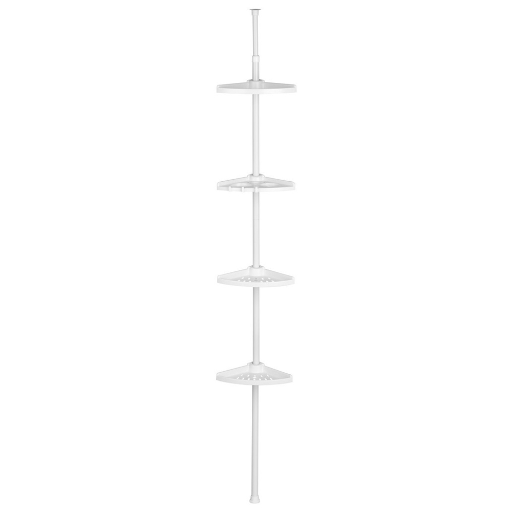 Premier Housewares White 4 Tier Spring Mount Shelf Unit Image 1